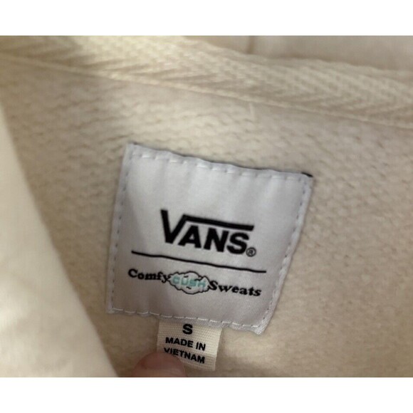 VANS Off White  Cropped Fleece Hoodie Sweatshirt, Women's Size Small - Picture 3 of 7